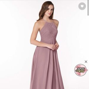 Azazie Ginger Full Length Bridesmaid Dress in Dusty Rose Size 4